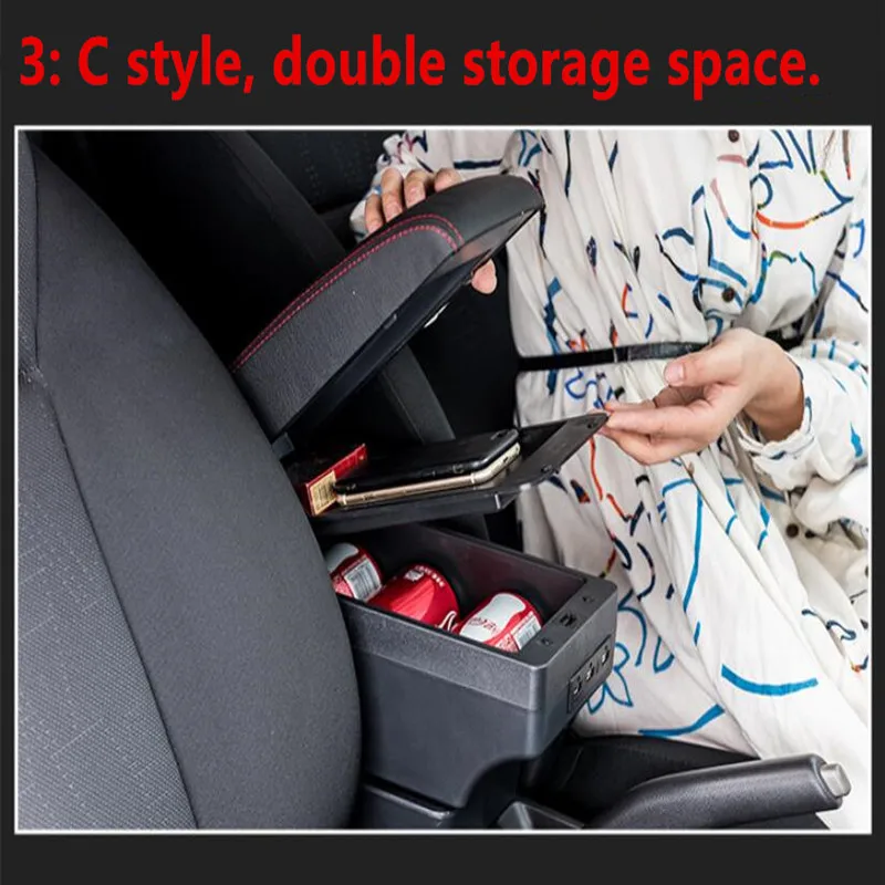 Для Renault Sandero Stepway подлокотник коробка центральный магазин содержание коробка для хранения подлокотник коробка USB интерфейс