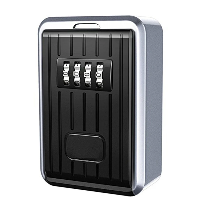 

New Lock Box 4 Digit Combination Waterproof Box Aluminum Alloy Weather Resistant Key Hider with Resettable Code Key Storage Wall