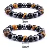 Fashion Natural Stone Bracelet Tiger Eye Triple Protection 8mm 10mm Hematite Black Obsidian Bracelet Elastic Bracelet  Jewelry ► Photo 3/6