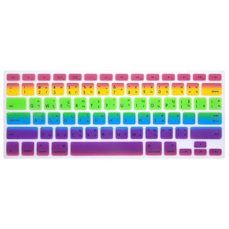 Водонепроницаемый силиконовый чехол-клавиатура для Macbook Air Pro retina 13 15 A1369 A1286 A1466 Защитная клавиатура с тайскими буквами - Цвет: 055