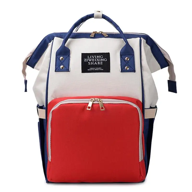 Large Capacity Mummy Maternity Nappy Bag Outdoor Mom's Backpack Nursing Bag Mummy Travel Backpack Zippers Baby Care Bag - Цвет: white red
