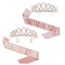Couronne pour anniversaire à la mode, ceinture avec diadème en strass, Kit idéal pour une fête costumée