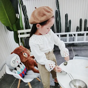 

2PCS WLG girls clothes kids white shirt and khaki pant clothing set baby casual party clothes