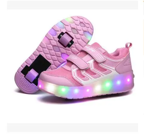 Heelies/светодиодный светильник; кроссовки с двойным двумя колесами для мальчиков и девочек; повседневная обувь на роликовых коньках для мальчиков и девочек; Zapatillas Zapatos Con Ruedas - Цвет: Photo Color 4