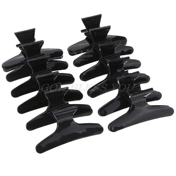 

12Pcs Pro Salon Black Butterfly Hair Claw Section Clip Clamps Plastic Hairpins Hairstyle Design Styling Tools Hairdressing Tool