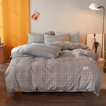 

japan style plaid bedding set Nordic bed linen duvet cover pillowcase bed sheet sets twin queen king size bed set
