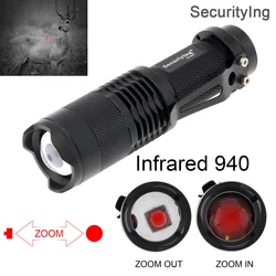 SecurityIng IR 850nm 940nm LED Flashlight Adjustable Focus Infrared Tactical Torch Waterproof Night Vision IR Light for Hunting