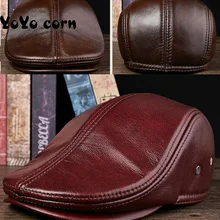 YOYOCORN осень и зима Мужская замшевая кожаная модная зимняя шляпа мужская кепка среднего возраста берет вперед Кепка кожаная шляпа