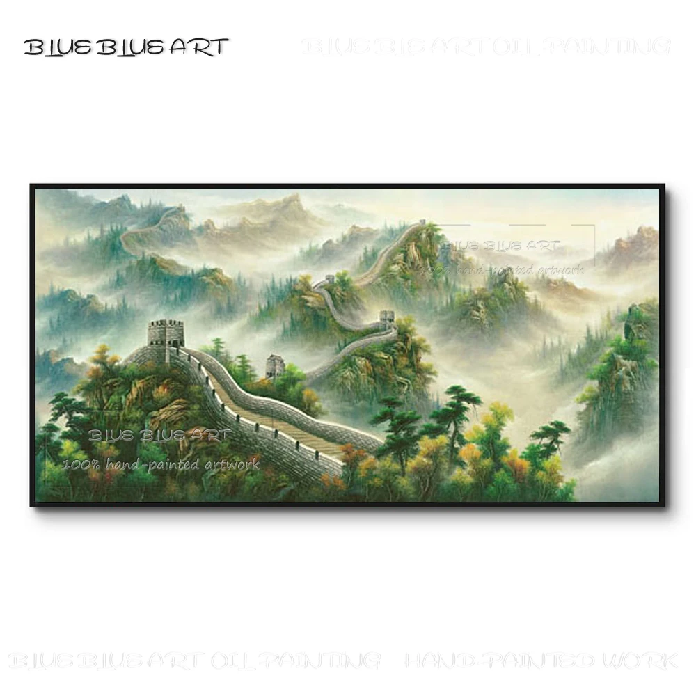 

Hand-painted High Quality Wall Art The Great Wall Oil Painting on Canvas Beautiful Chinese Landscape The Great Wall Oil Painting