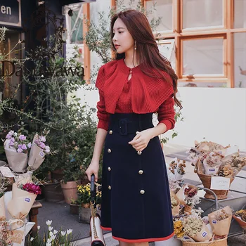 

Dabuwawa Autumn Solid Sweater Women O-Neck Ruffle Layer Long Sleeve Casual Knit Pullover Female Slim Fit D18DKT020