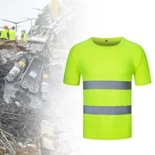 Оранжевая футболка с короткими рукавами, отражающая футболка, летняя, сухая, дышащая, желтая, Рабочая футболка