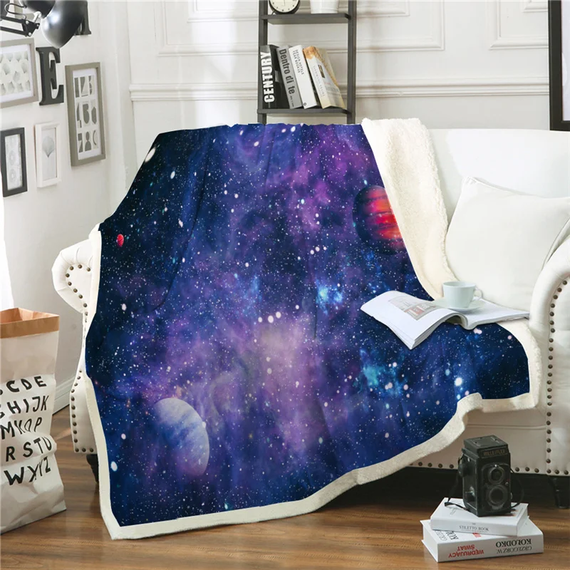 

Plush Throw Blanket Outer Space Earth Planet Sun Cloud Soft Warm Winter Fleece Bedspread Sofa Child Adults Kids Couch Beds Cover