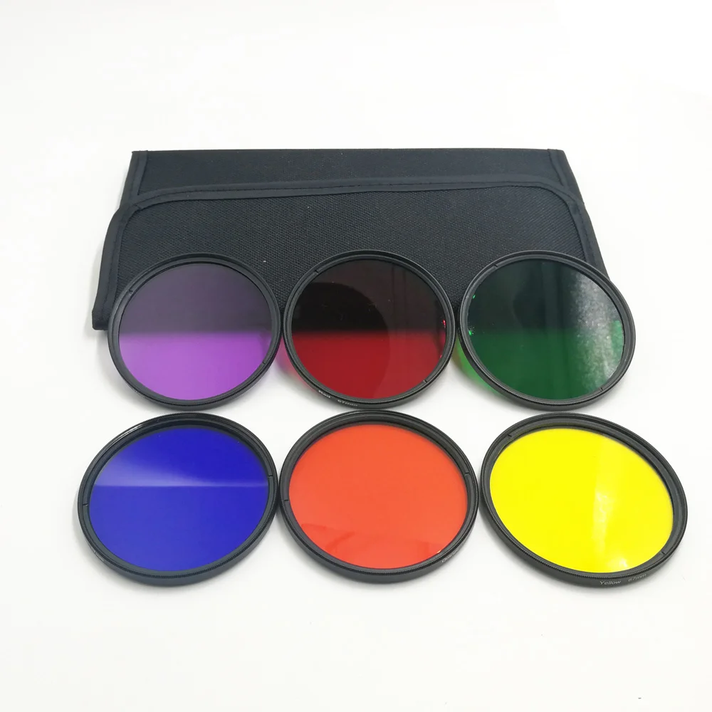 Camera Lens Filter Color Filter Photography Filter 6PCS 30/40.5/43/46/49/52/55/58/62/67/72/77/82mm Full Color Filters Set For Canon Sony Nikon Camera Lens Accessories with Bag