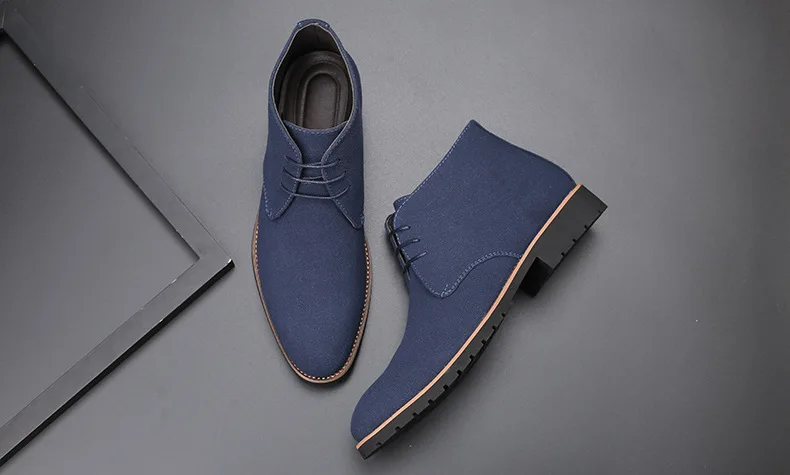 Suede Leather Boots Men Winter Casual Shoes Autumn Business Ankle Boots Plus Size Fashion Lace-Up Male Botas Hombre