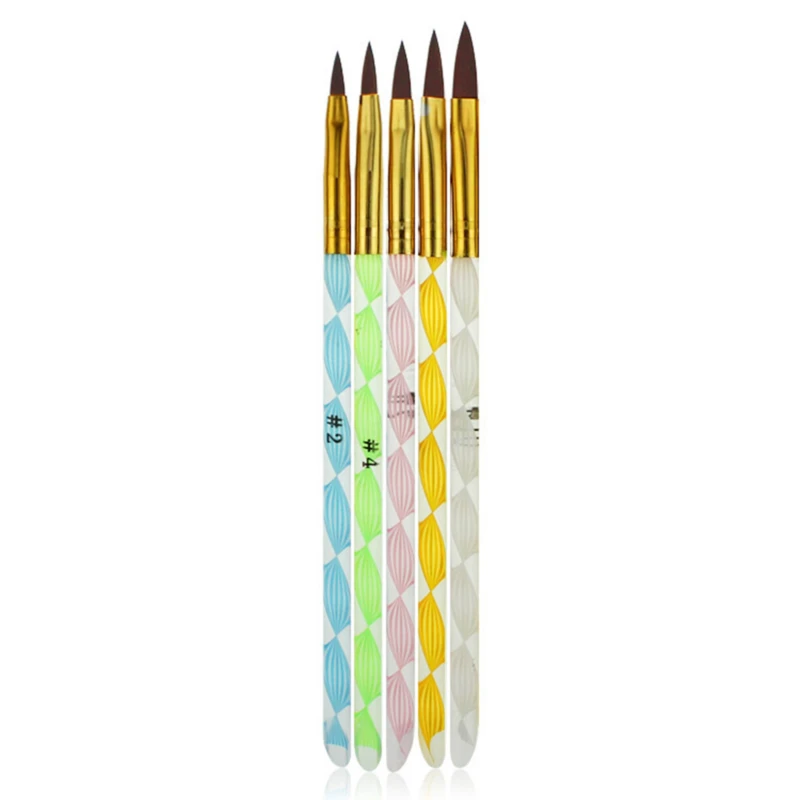 5Pcs/Set Nail Art Tool Practical Brushes Uv Gel Builder Painting Dotting Pen Carving Manicure Decor | Красота и здоровье
