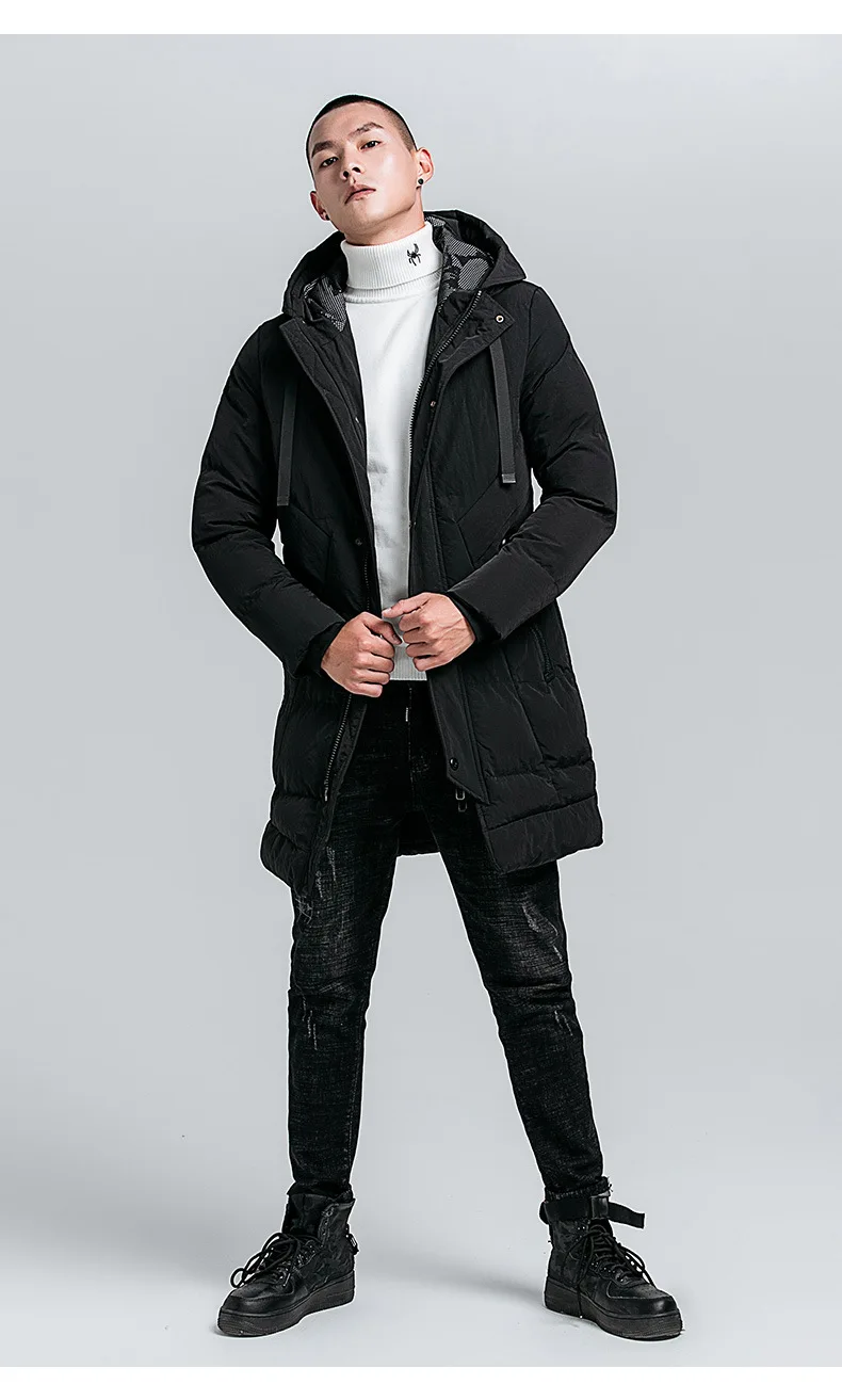 Мужская зимняя длинная пуховая куртка, парки с хлопковой подкладкой, Мужская теплая Повседневная парка, пальто средней длины, водонепроницаемая утепленная куртка с капюшоном