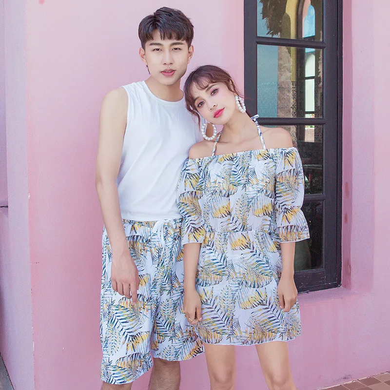 

Hot Springs Couples Bathing Suit 2019 New Style Floral Hipster Swimwear Split Type Boxer Halter Swim Bathing Suit Three-piece Se