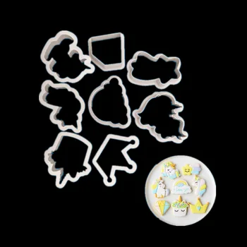 

8pcs Unicorn Shape Plastic Biscuit Cutting Set Fondant Cake Decoration Tool Baking Mold Wedding Gifts Christmas Decoration