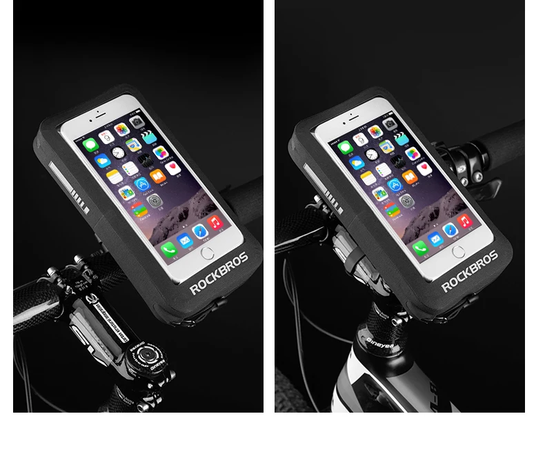 ROCKBROS, сумки для велосипеда, водонепроницаемые, 5," /6", MTB, дорожный велосипед, телефон, сумки, сенсорный экран, зеркало заднего вида, руль, поворотный, велосипедные сумки