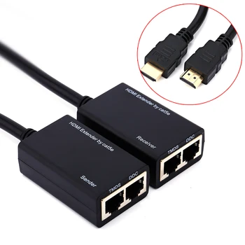 

SOONHUA HDMI Extender Support 480i 1080P ​Over RJ45 CAT5e CAT6 UTP LAN Ethernet Balun Signal Extender Repeater