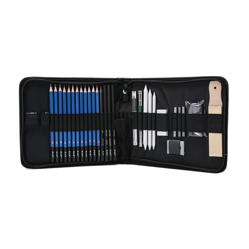 

PPYY NEW -H&B 33 Piece Sketching Pencil Set Craft Supplies Drawing Pencils Charcoal Pencils for Art Art Set with Drawing Tools f