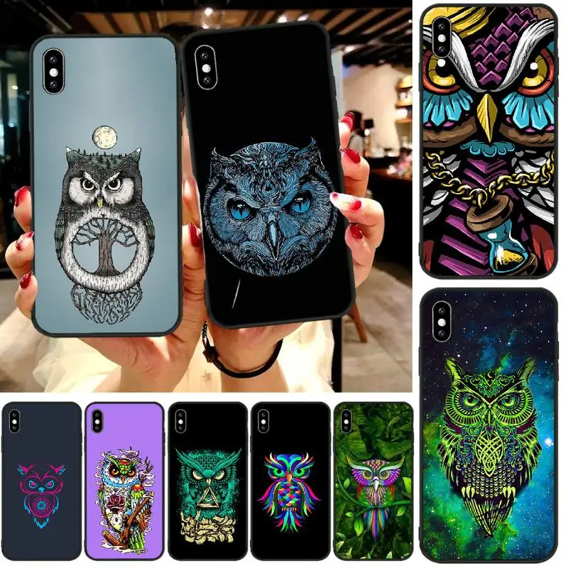 Viviana Animal Night Owl Lovely Black Soft Shell Phone Case Capa For iphone6 6s plus 7 8 X XR XS MAX 11 Pro Max Cover | Мобильные