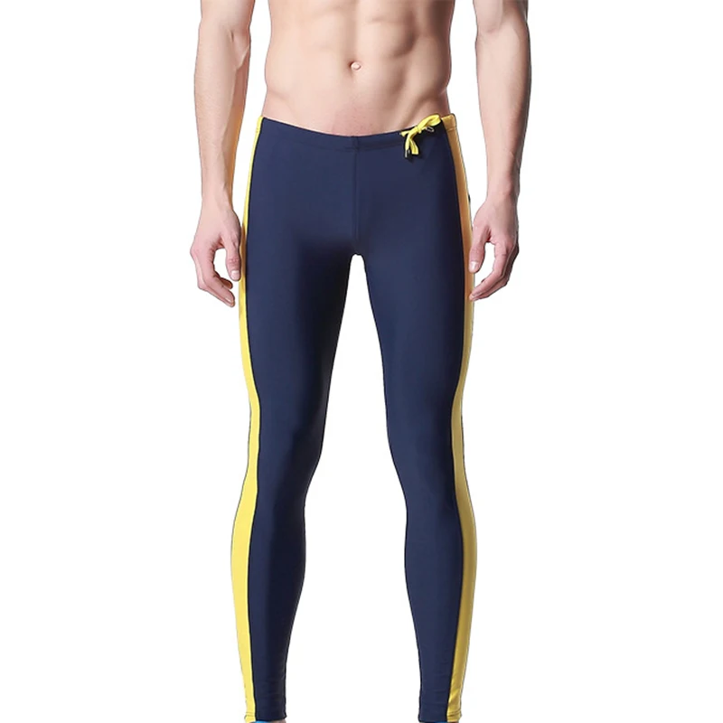 Dark blue Горячая мужские длинные ноги плавать ming плавки плотные Спортивные Фитнес Колготки одежда для плавания леггинсы - Габаритные размеры: Dark blue