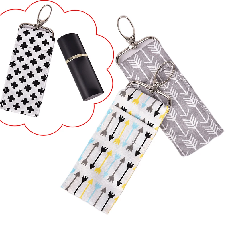 

1Pc Neoprene Floral Waterproof Lipstick Chapstick Holder Bag purse back-pack Key Chain Jewelry keychain Gifts Accessories