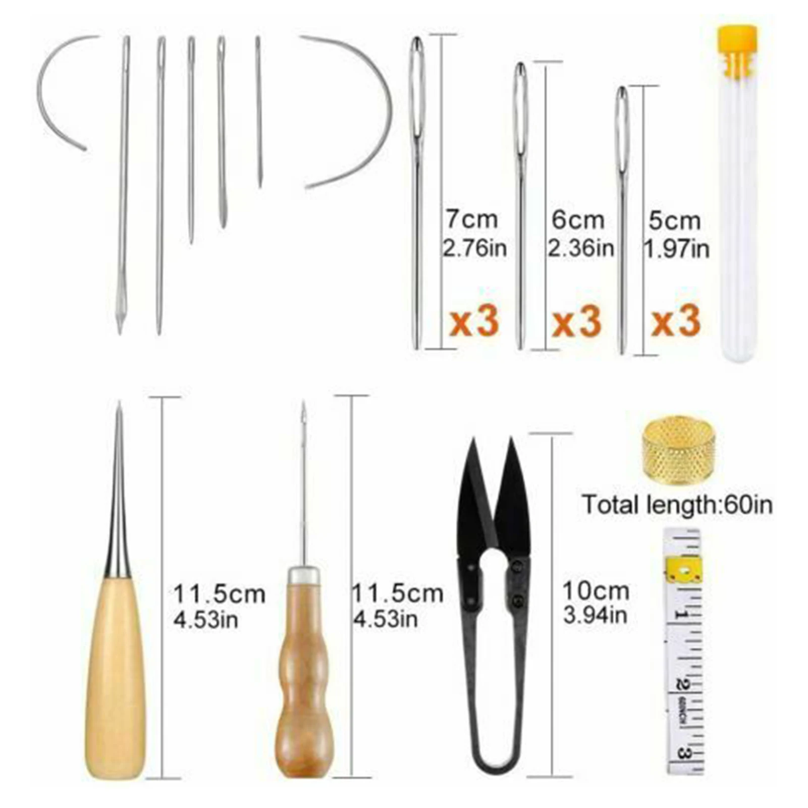 29Pcs Leather Repair Kit, Leather Hand Sewing Craft Tools with Upholstery  Needles, Thread,Tape Measure, Drilling Awl for Leather Canvas Sewing