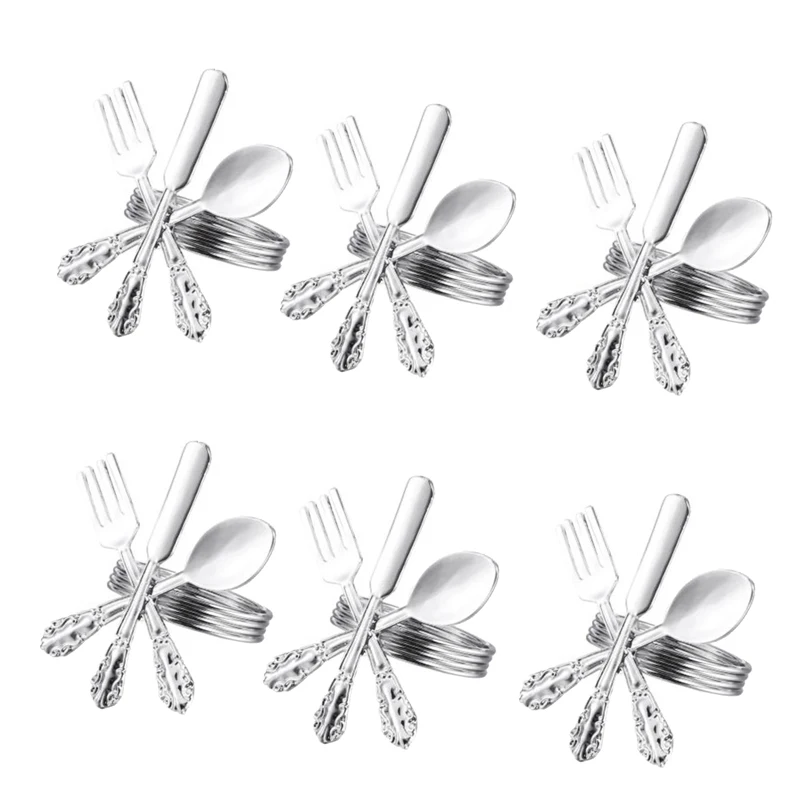 6 Pack Creative Napkin Buckle Fork Knife Spoon Silver Rings Tableware Holder for Wedding Party Table Decoration | Дом и сад