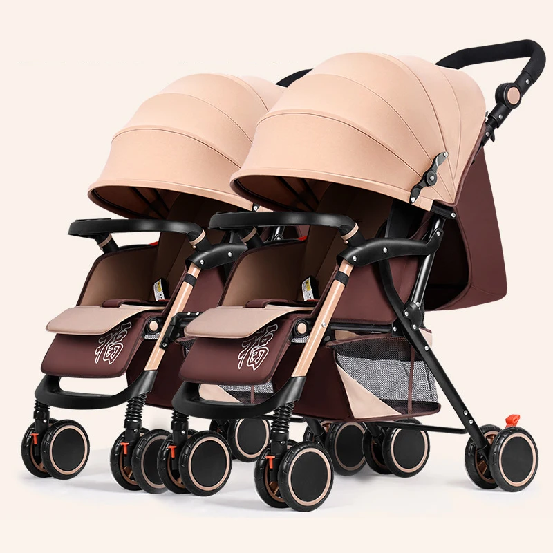 

Lightweight Twin cart Stroller Detachable To Sit and Recline Double Seat Carriage Newborn Pram Easy Fold Baby Carriage 0-3Y