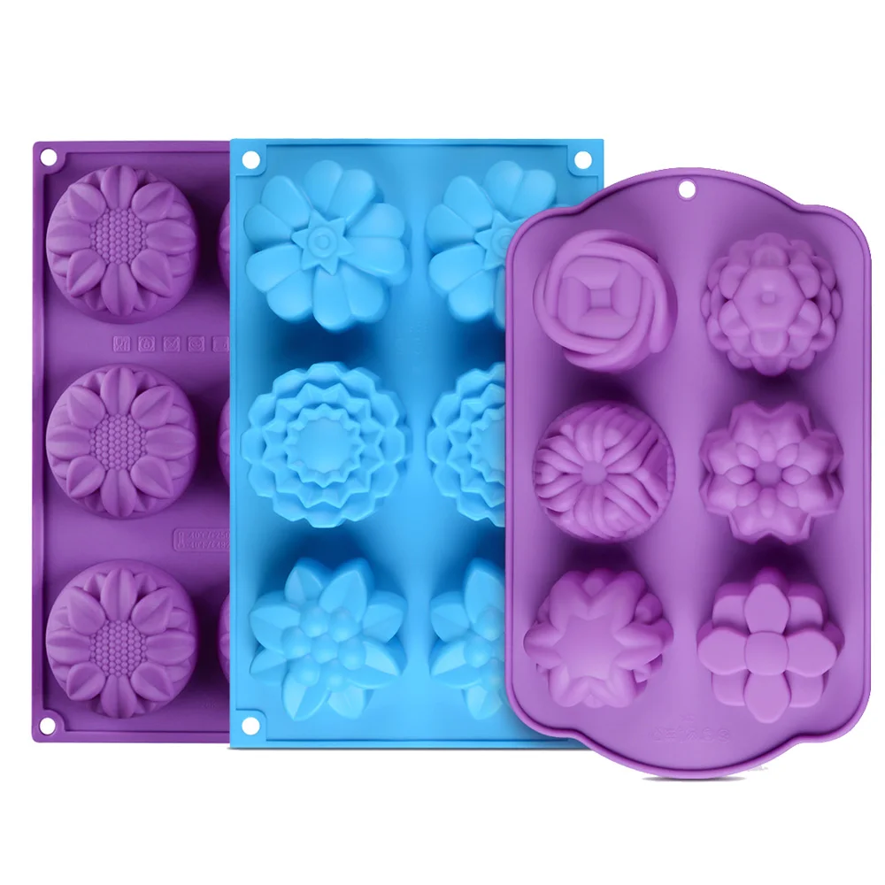 SJ Новые силиконовые формы для мыла цветок Ассорти силиконовые формы для DIY ручной работы мыло ручной работы делая капкейк, кекс, пирог выпечки