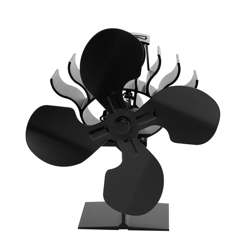 

Heat Self-Powered Fireplace Stove Top Quiet Fan 4-Blades Room Wood Burner 1pc