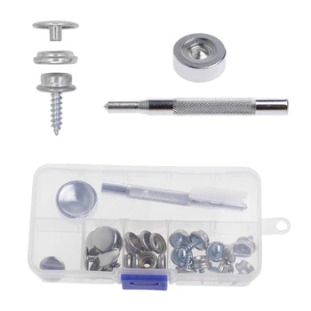 

32 Pcs Stainless Steel Boat Marine Canvas Fabric Snap Cover Button Socket Kit