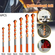 

6Pcs 4/5/6/8/10/12mm Construction Drill Bit Multi-functional Bits Tool Kit For Wood Glass Wall Ceramic Marble Deep Hole Drill