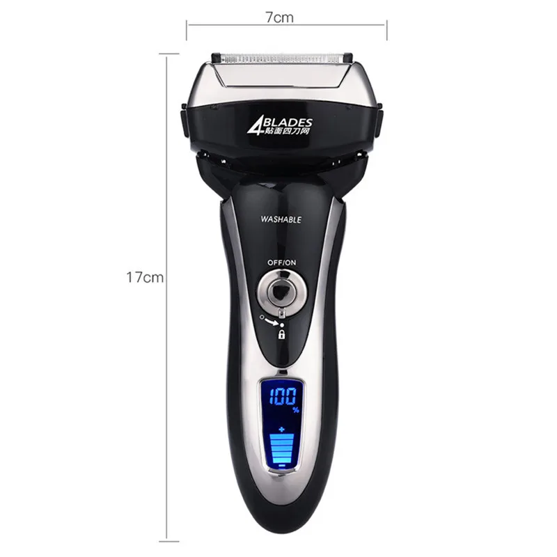 4 Blade Electric Shaver Waterproof Reciprocating Shaver Razor Cordless Facial Hair Beard Remover LCD Display Travel Shavers 40