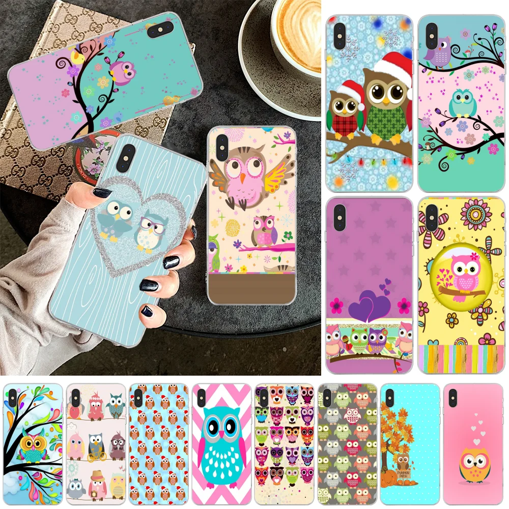 

LJHYDFCNBr Cute Carton Owl Soft Silicone TPU Phone Cover for iPhone 11 pro XS MAX 8 7 6 6S Plus X 5 5S SE XR cover