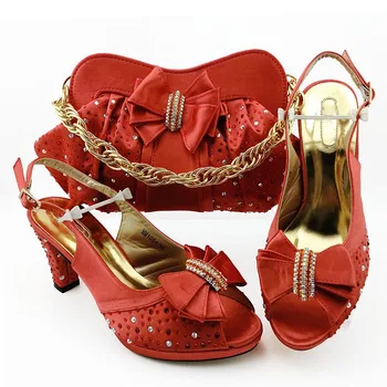 

Latest Design Spike Heels Shoes And Bag To Match Set 2020 New Style Fashion Woman Coral Shoes And Handbag Set For Party Dress
