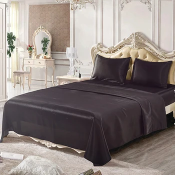 

4PCS Simple Bed Set Solid Color Bed Sheet Pillowcase Bedspread Sets For Bedclothes King Size