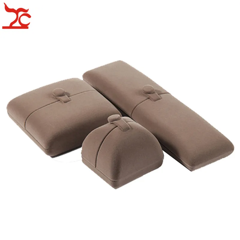 

Luxury Velvet Promotion Buckle Lid Jewelry Box Double Open Brown Ring Pendant Case Pear Necklace Earring Stud Storage Gift Box