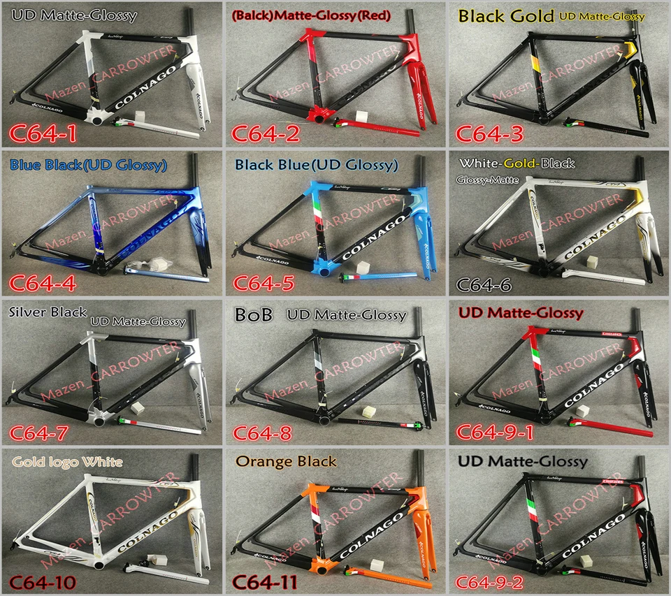 Excellent Black on Black UD Matte Colnago CONCEPT carbon road frames+Handlebar+Saddle+bottle cages 50mm carbon wheels Novatec A271 hubs 41