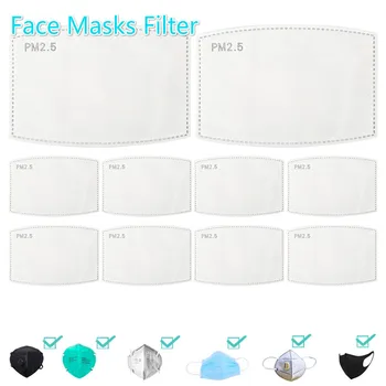 

20/50/60/100PCS 5-layer PM2.5 Mask Filter Paper Anti Haze Mouth Face Mask Filter Anti-fog Dust Mask Personal Health Care