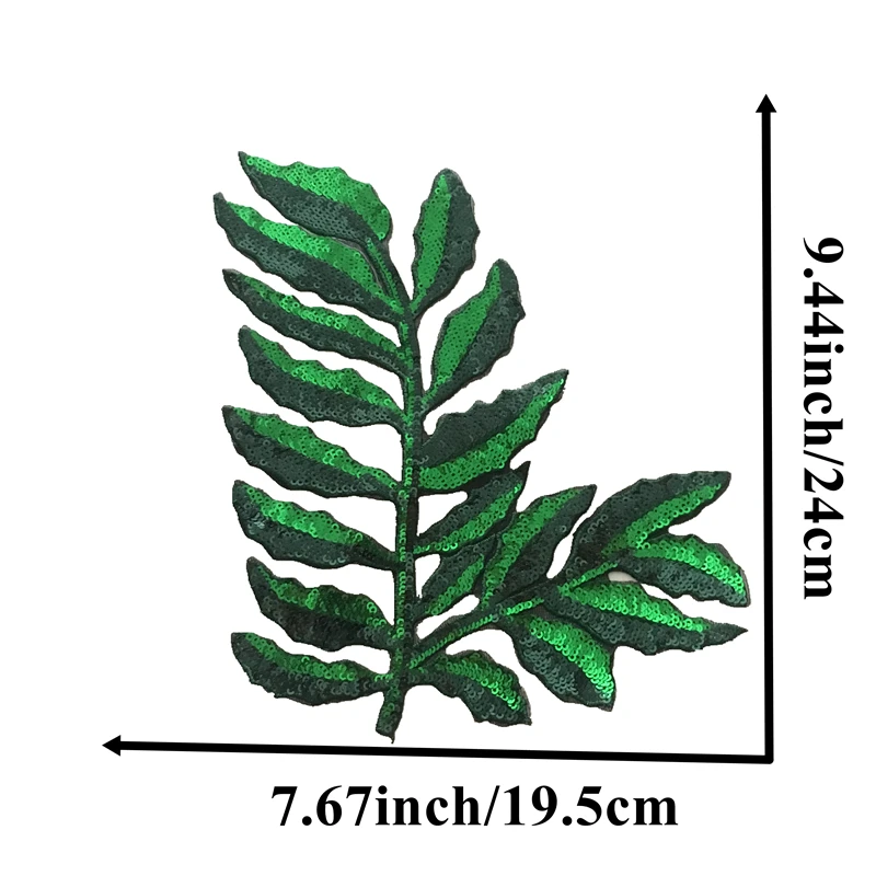 Зеленый лист расшитый блестками Утюг На пришить заплатка для одежды сумки большие блестки Листья Вышивка Аппликация шитье DIY 1 шт