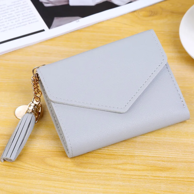 Gray Мини-кошелек с кисточками, женский модный кошелек, женские короткие мини-кошельки, корейские студенческие милые кошельки, женский маленький кошелек для женщин - Цвет: Gray