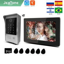 

Jeatone WIFI Tuya IP Video intercom for Apartment Home Wireless call 7 Inch Wired Doorbell Camera 1.0M with Password/RFIC Unlock