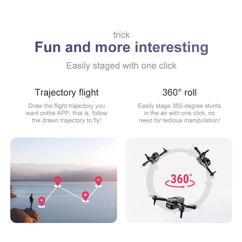 2021 New KK1 Mini Rc Drone 4K with Dual Camera HD Wifi Fpv One-Key Automatic Return Helicopter Quadcopter Dron Toy for Child Kid RC Quadcopter