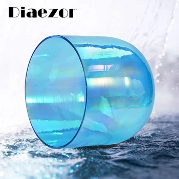 

8 Inch Color Clear Blue Cosmic Light Chakra Crystal Singing Bowl A#, C# Note for Sound Healing