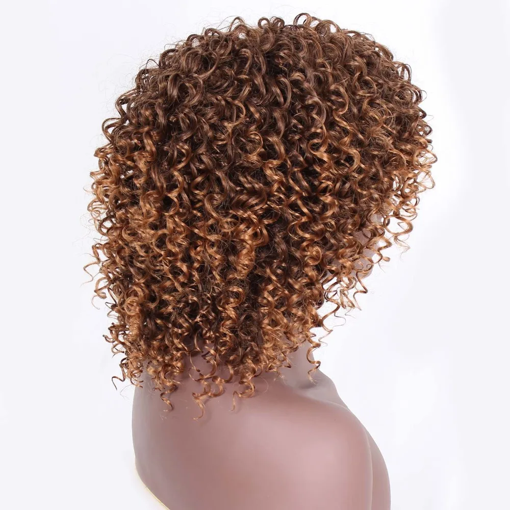 Штампованный славный афро кудрявый парик блонд парик с челкой синтетические короткие парики для черных женщин высокая температура волос