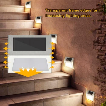 

LED Solar Powered Stair Lights Wall Lamp Solar Step Light Waterproof Outdoor Walkway solar Light for Deck Garden Auto On/Off