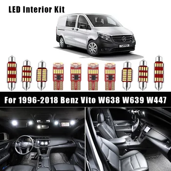

White Canbus Error Free LED Interior Dome Map Roof Light Kit For 1996-2018 Mercedes Benz Vito W638 W639 W447 License Plate Lamp